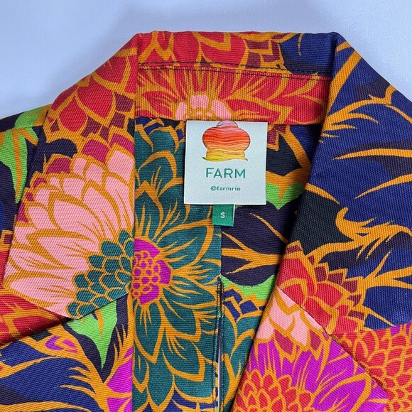 NWOT FARM RIO Multicolor Floral Garden Cut-Out Long Blazer Size S - Picture 4 of 12